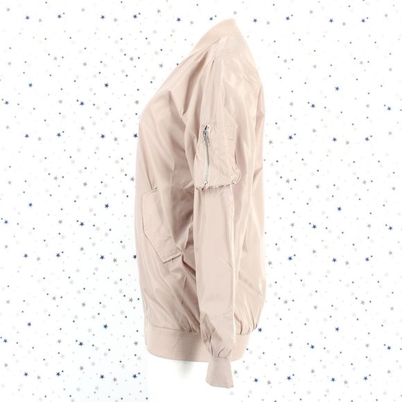 Khaki Long Zip Up Bomber Jacket - Picture 4 of 8